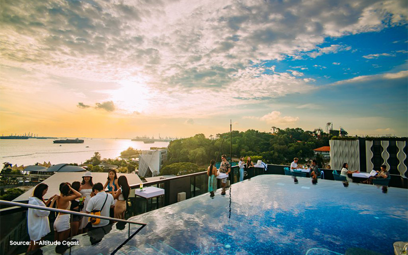 1-Altitude Coast rooftop bar with sunset pool view.