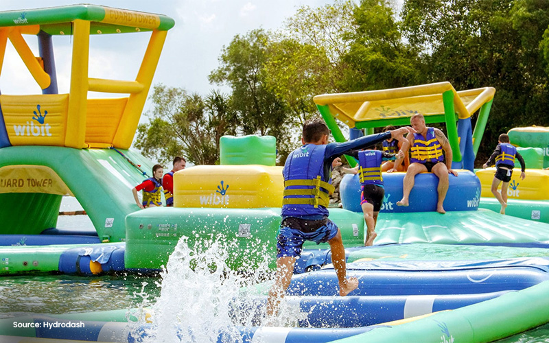 Celebrating a birthday at Hydrodash water park.