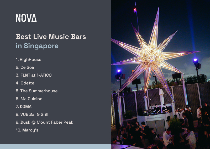 Infographic listing Singapore's best live music bars.