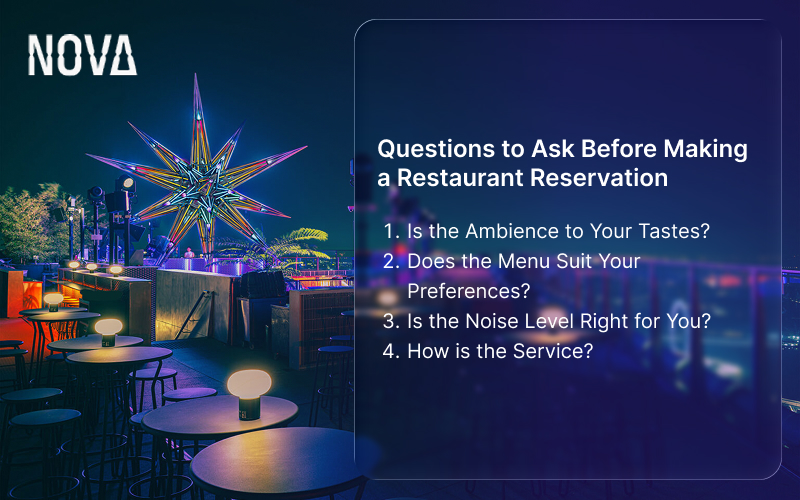 Infographic on questions to ask before making a restaurant reservation.