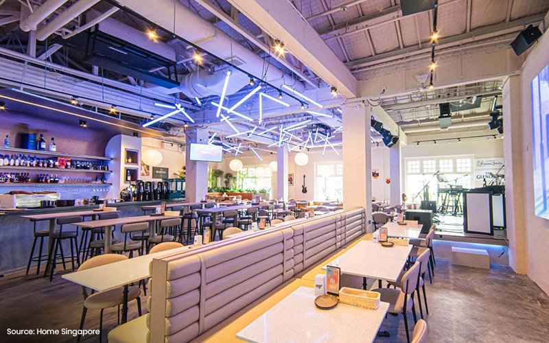 Interior of Home Singapore, a popular live music bar.