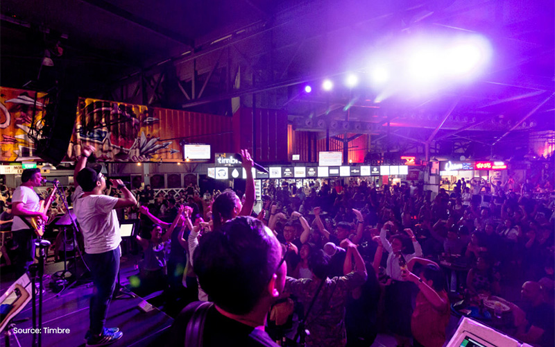 Live band performing for a crowd at Timbre.