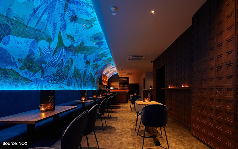 NOX restaurant interior, a unique date spot.