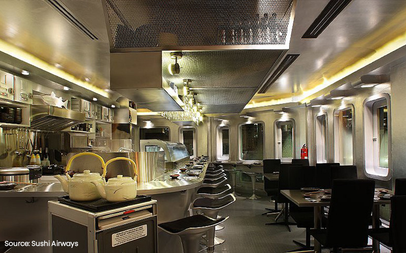 Sushi Airways, a unique themed restaurant.